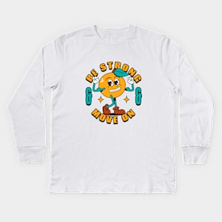 retro orange character Kids Long Sleeve T-Shirt